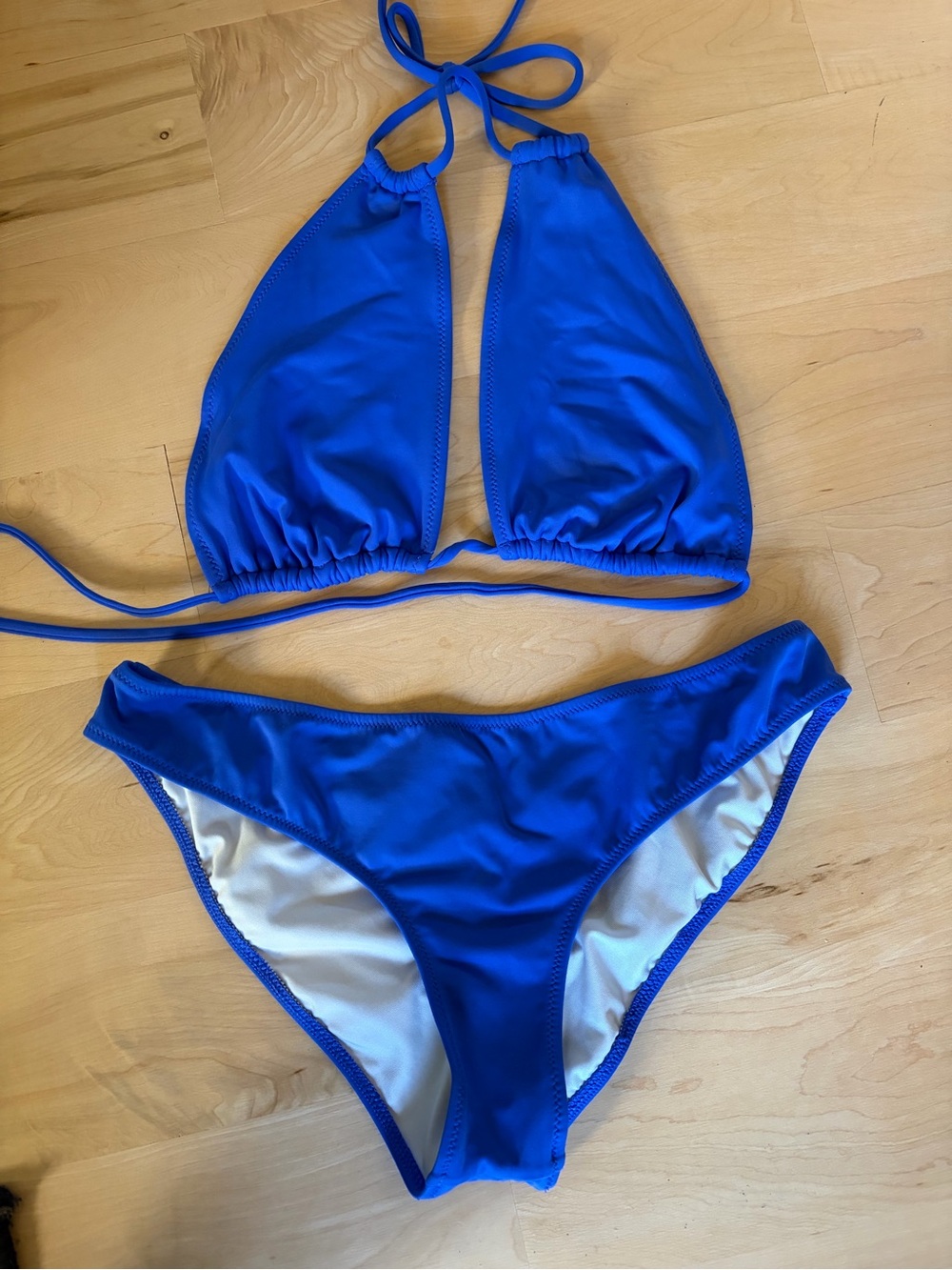 PINK Victoria's Secret Royal Blue Halter Bikini Set